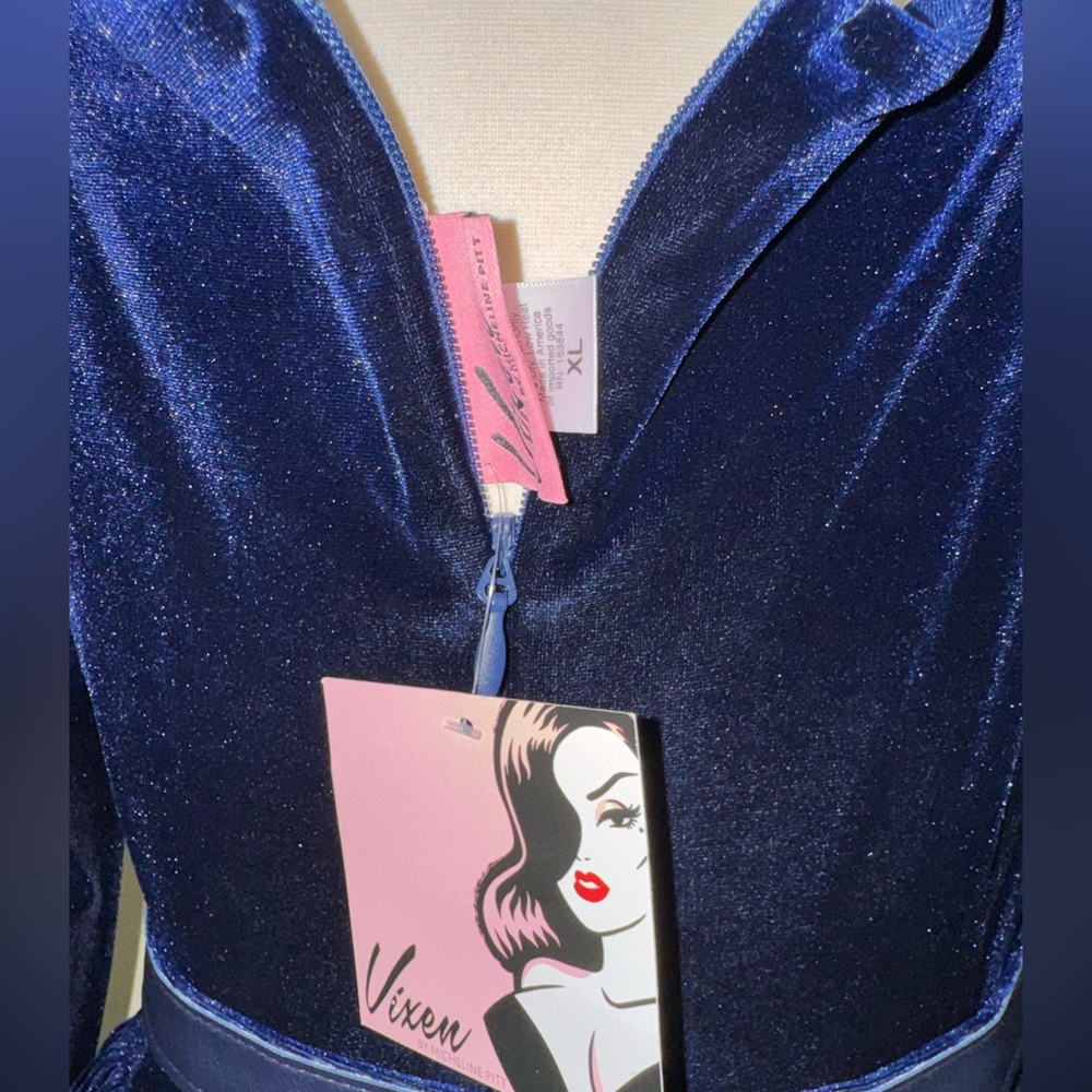 VIXEN STARLET SWING DRESS IN NAVY by Micheline Pitt XL - Picture 6 of 8